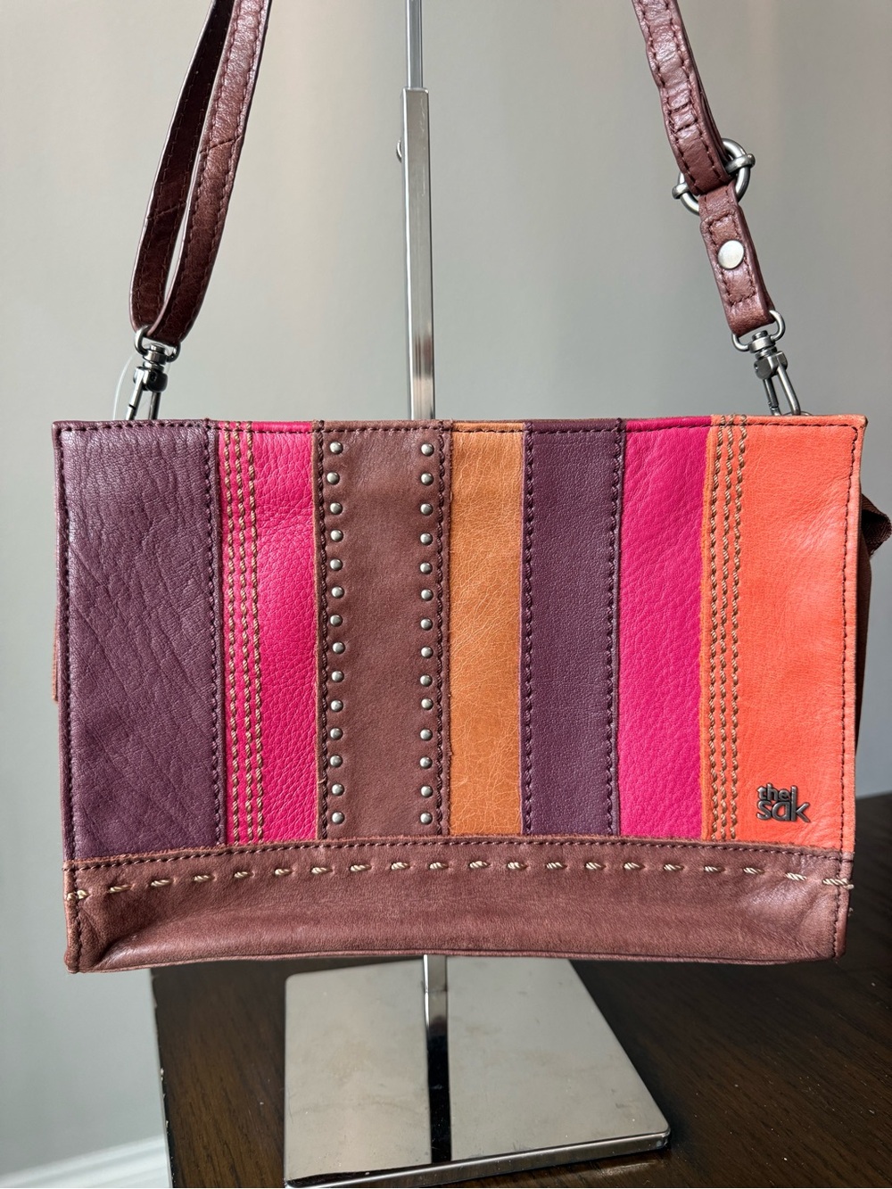 THE SAK Iris Multi Colored Leather 3-way Demi Clutch Crossbody Shoulder Bag